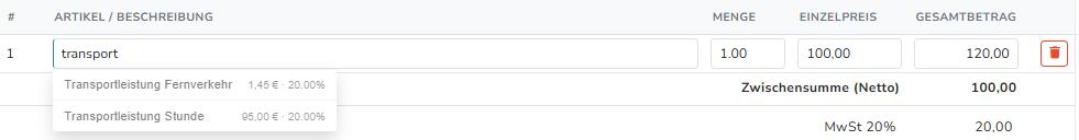Artikelsuche mit Autocomplete