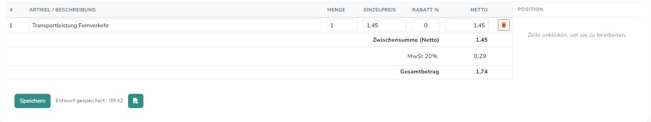 Fußleiste mit Speichern-Knopf und dem Hinweis "Entwurf gespeichert · 09:42"