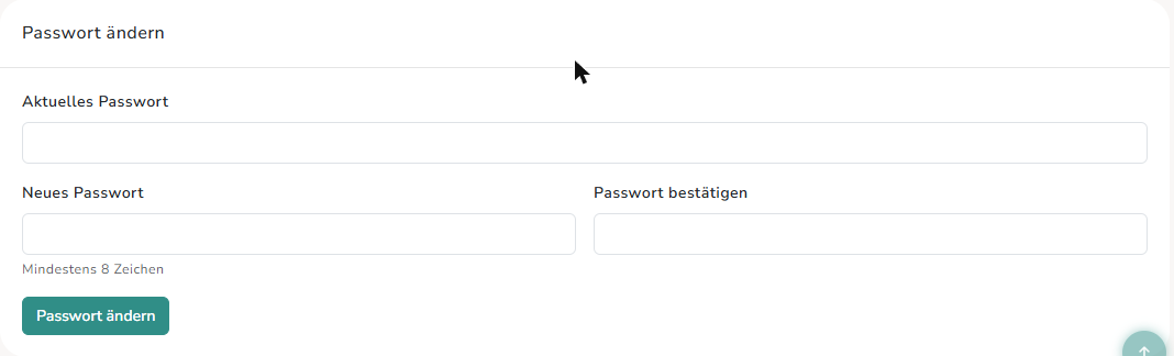 Formular zum Passwort ändern mit aktuellem und neuem Passwort