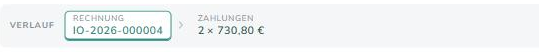 Belegkette mit Rechnung und zwei Zahlungen