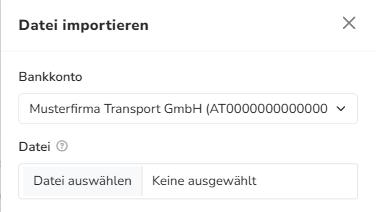 Panel Datei importieren mit Bankkonto und Datei